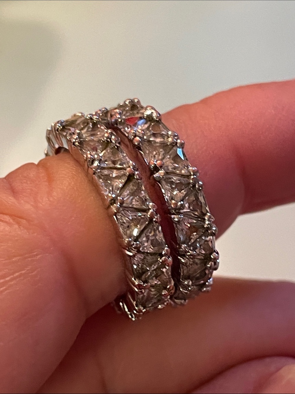 Classic Clear Crystal set of rings Silver